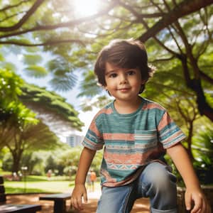 Six-Year-Old Hispanic Boy Playing in Park | Mexico