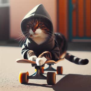 Cool Cat Skateboarding with Style | Skater Aesthetics Vibe