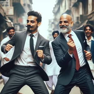 Energetic Street Dance with Middle-Aged Indian Men in Suits