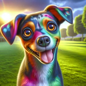 Endearing Dog with Vibrant Colored Spots | Playful Nature