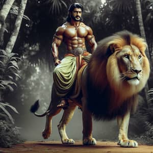 Indian Actor on Lion | Majestic Jungle Adventure