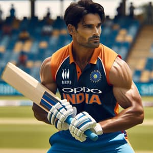 Athletic Indian Cricket Player Ready for Play | Team Uniform