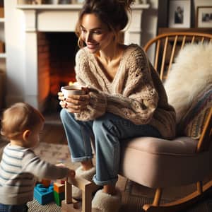 Warm Motherhood Moment: Cozy Tea Time with Toddler