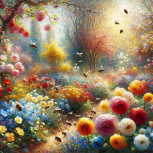 Blooming Flowers & Spring Garden Scene | Impressionist Art