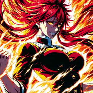 Red-Haired Anime Character Exudes Strength and Determination