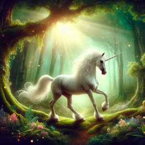 Majestic Unicorn in Enchanting Forest