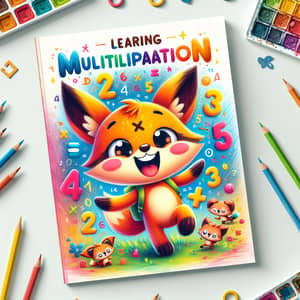 Vibrant Multiplication Booklet Cover with Cute Animal Mascot