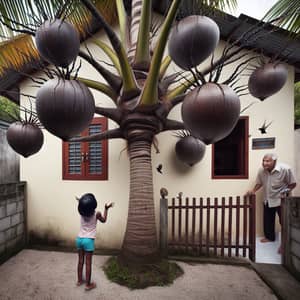 Quaint Home with Coconut Tree in Small Backyard