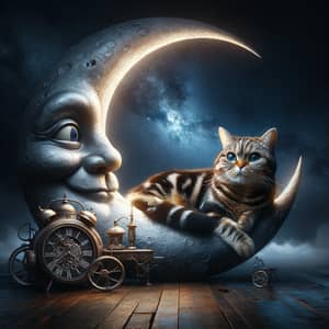 Cat Lying on the Moon