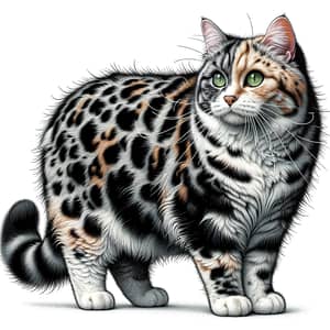 Detailed Illustration of Domestic Short-Haired Cat | Intricate Fur Pattern