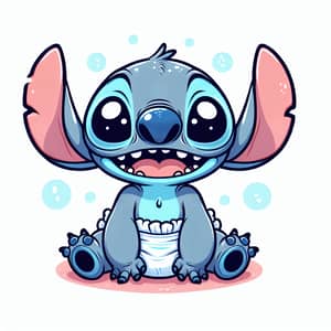 Baby Stitch Experiment 626 in Diapers and Pacifier, Newborn Baby Cap ...