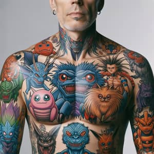 Colorful Anime-Style Beast Tattoos: A Unique Full Body Display