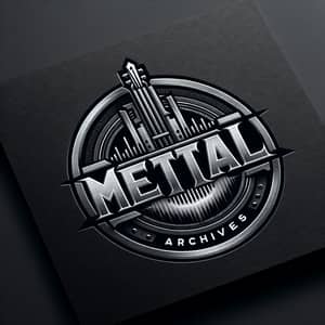 Sleek Metal Archives Logo Design | Metallic Texture & Bold Typography