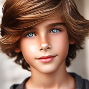 Golden-Brown Hair Boy with Crystal Blue Eyes