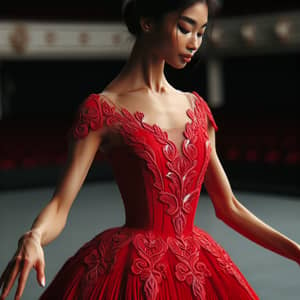 Elegant South Asian Ballerina in Red Dress