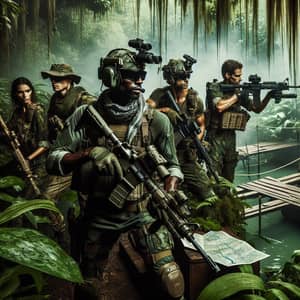 Diverse Commando Unit in Fierce Jungle Battle