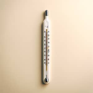 Classic Mercury Thermometer Showing High Fever | Fahrenheit & Celsius Scales