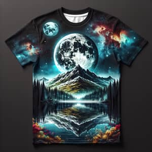Full Moon & Starry Night T-Shirt Design | Natural Scenic View