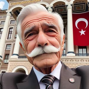 Elderly Turkish Man in Suit with Distinct Mustache