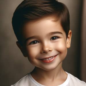 Cute 4-Year-Old Caucasian Boy with Dark Hair and Cheerful Smile