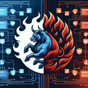Bluefire vs Redteam Cyber Security Illustration | Tech Defense