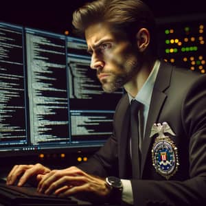 Male Cyber Security Expert Tracking Viral Ransomware | FBI Specialist