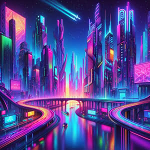 Psychedelic Neon Cityscape: A Surreal Visual Journey