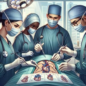 Surgical Procedure Illustration in Sterile Hospital Setting