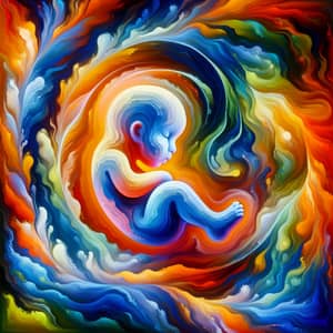 Vibrant Abstract Representation of an Embryo | Dynamic & Miraculous