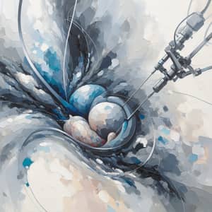 Laparoscopy Surgery Artwork - Abstract Painting in Blues and Greys