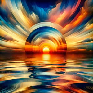 Tranquil Seaside Sunset Painting | Abstract Nature Art