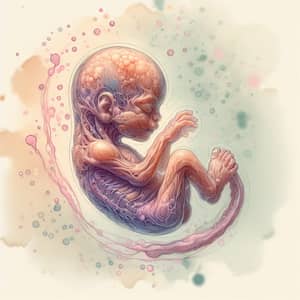 Human Embryo Developmental Stages Illustrated in Watercolor