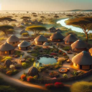 Serene African Village Panorama | Morning Charm