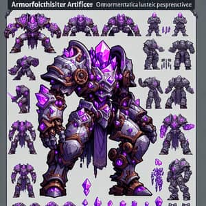 Warforged Armorer Artificer with Purple Crystals Sprite Sheet