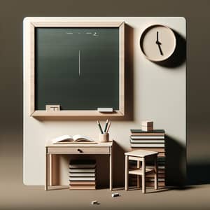 Minimalistic Education: Chalkboard, Books & Desk