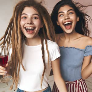 Cheerful Girls Singing and Walking Happily | Wine Moment