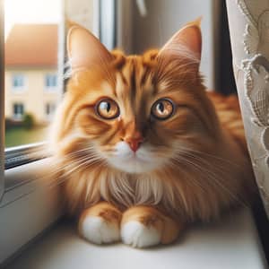 Ginger Cat Staring Out of Window