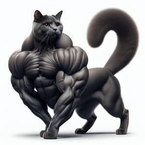 Muscular Cat: Fierce yet Adorable Pose | Sleek & Well-Groomed