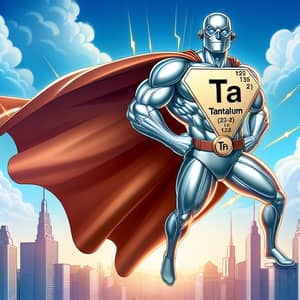 Tantalum Superhero: Metallic Cartoon Character with Superpowers