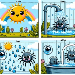 2D Itsy Bitsy Spider Story Board in Vector Style