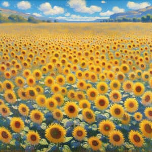 Vibrant Sunflower Fields: A Monet Inspired Spectacle