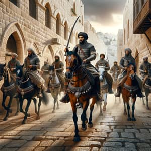 Realistic Muslim Army on Horseback in Jerusalem