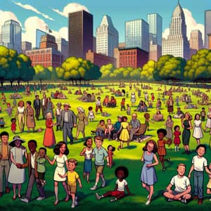 Playful Animated Characters in Urban Park | Diverse Character Designs