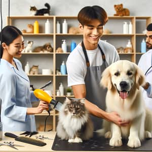 Professional Pet Grooming Services: Golden Retriever & Maine Coon Cat