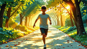 12-Year-Old Boy Running Through Park | Trendy Fanbox Pixiv