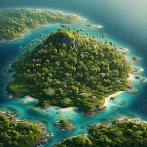 Tranquil Remote Island with Tropical Wildlife & Waterfall
