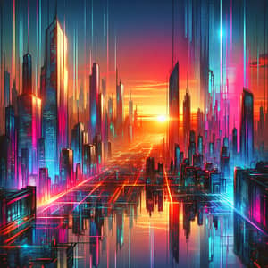 Futuristic Neon Cityscape | Cyberpunk Sunset View