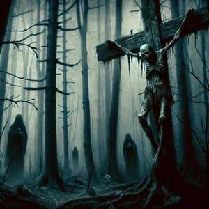 Cursed Figure Painting in Dark Forest | Eerie Artwork