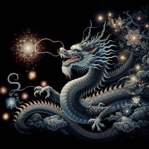 Majestic Chinese Dragon Art with Glowing Magic Lights