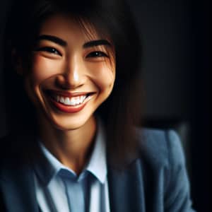 Joyful Asian Female Marketing Manager Portrait